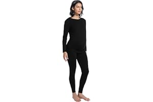 Foucome Maternity Thermal Underwear Set Long Johns Base Layer Top and Bottom Pajamas for Pregnant Women