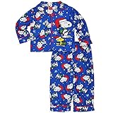 Peanuts Snoopy Little Boys Christmas Flannel Coat Style Pajamas