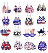 MJartoria Faux Leather Earrings for Women Holiday Theme Teardrop Dangle Earrings Bulk Lightweight...