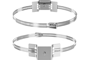 Pole Brackets – Sign Mounting Hardware, Adjustable Clamp Kit | Two Piece Metal Support Holder for Slar Panel Mailbox Camera I