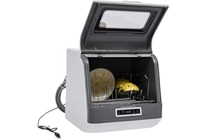 BIXIBIN 1200W Portable Countertop Dishwashers, Kitchen Table Dishwasher Household Countertop Table Dishwasher With 3 L Built-In Water Tank & Inlet Hose, 5 Washing Programs