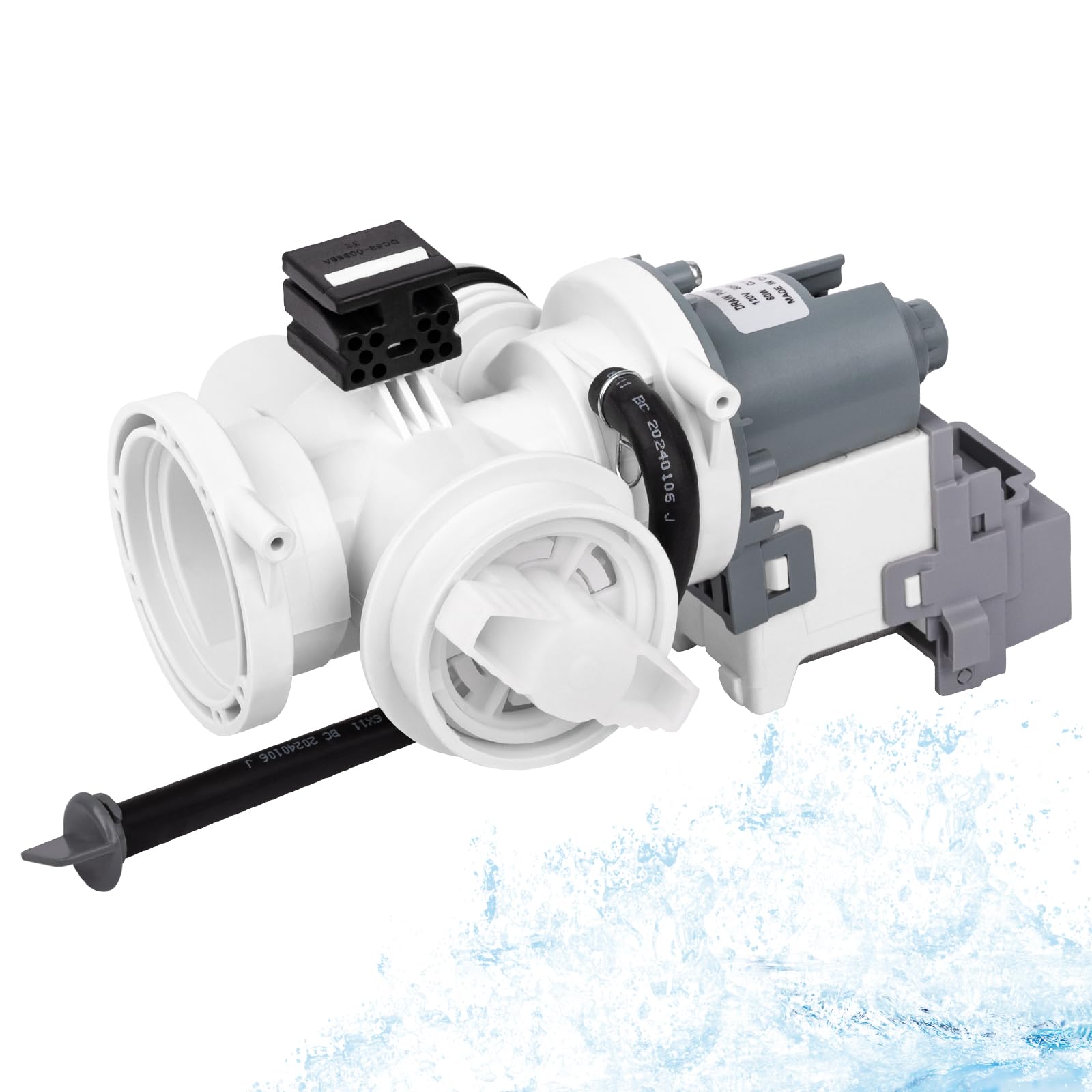 Photo 1 of DC96-01585L Washer Drain Pump Compatible with Samsung Washer, OEM Replacement Drain Pump 2677749 AP55822 AC120V for Samsung Washing Machine