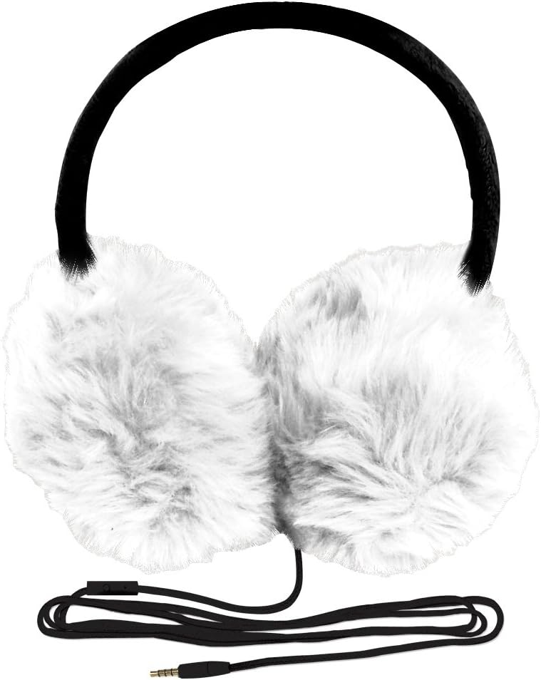 Kawaii Wired Headphone Earmuffs with Microphone, Panda Bear (Black and White)