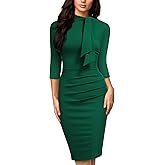 Miusol Women's Retro Half Collar Ruffle 2/3 Sleeve Cocktail Pencil Dress