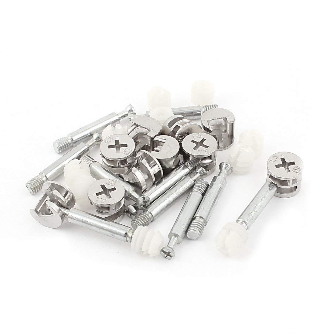 Preamer 20 Sets Furniture Side Connecting 15x12mm Cam Fitting Dowel Pre-inserted Nut