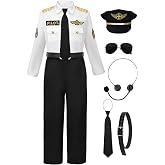 ReliBeauty Pilot Costume for Kids with Accessories Airline Captain pilot Costume Dress up Career Day