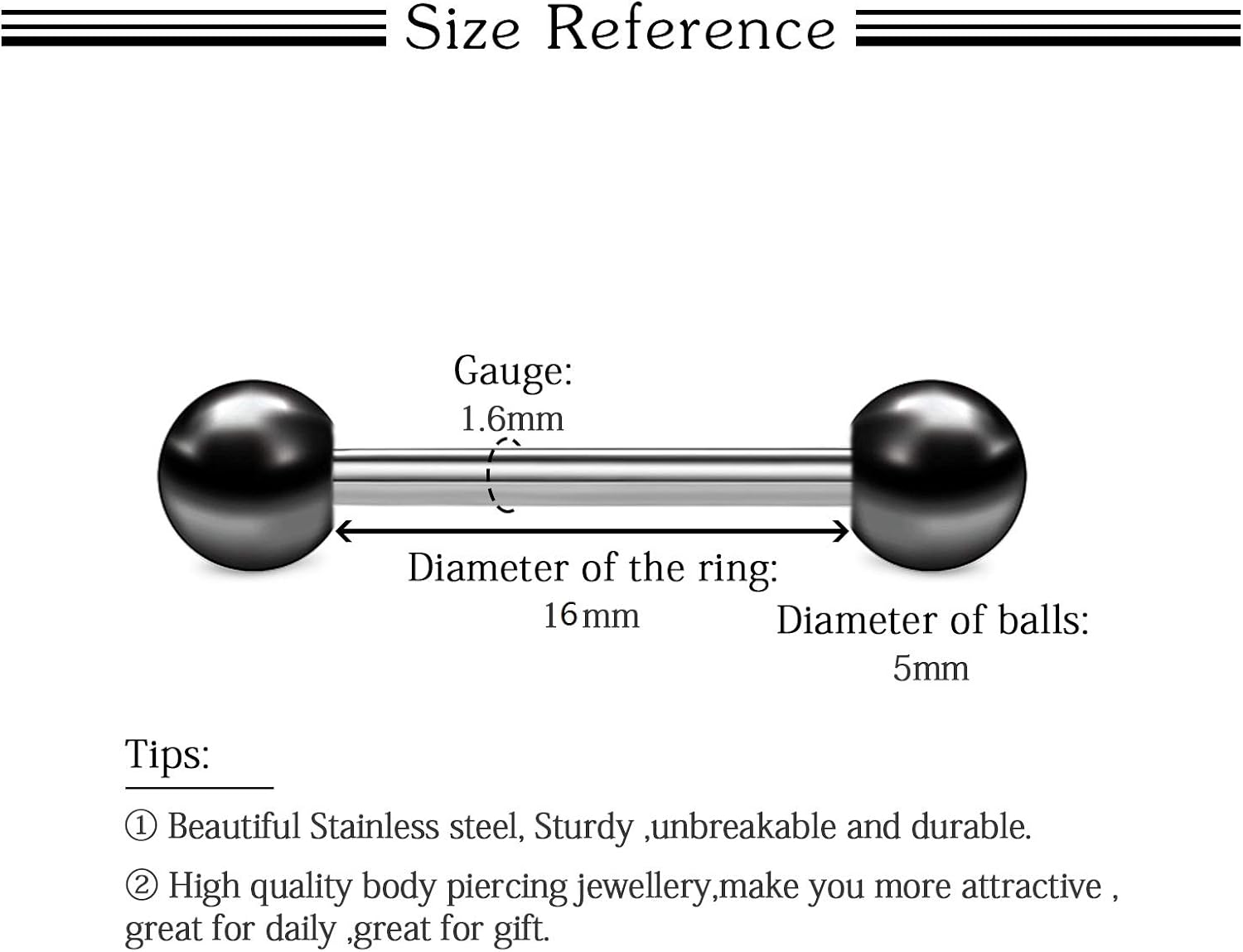 LAURITAMI 24 works 14G Straight Tongue Bars Barbell Nipple Ring Shield Rings Retainer Glow in Dark Flexible Acrylic & Surgical Steel Piercing Jewellery 14mm 16mm - Image 3