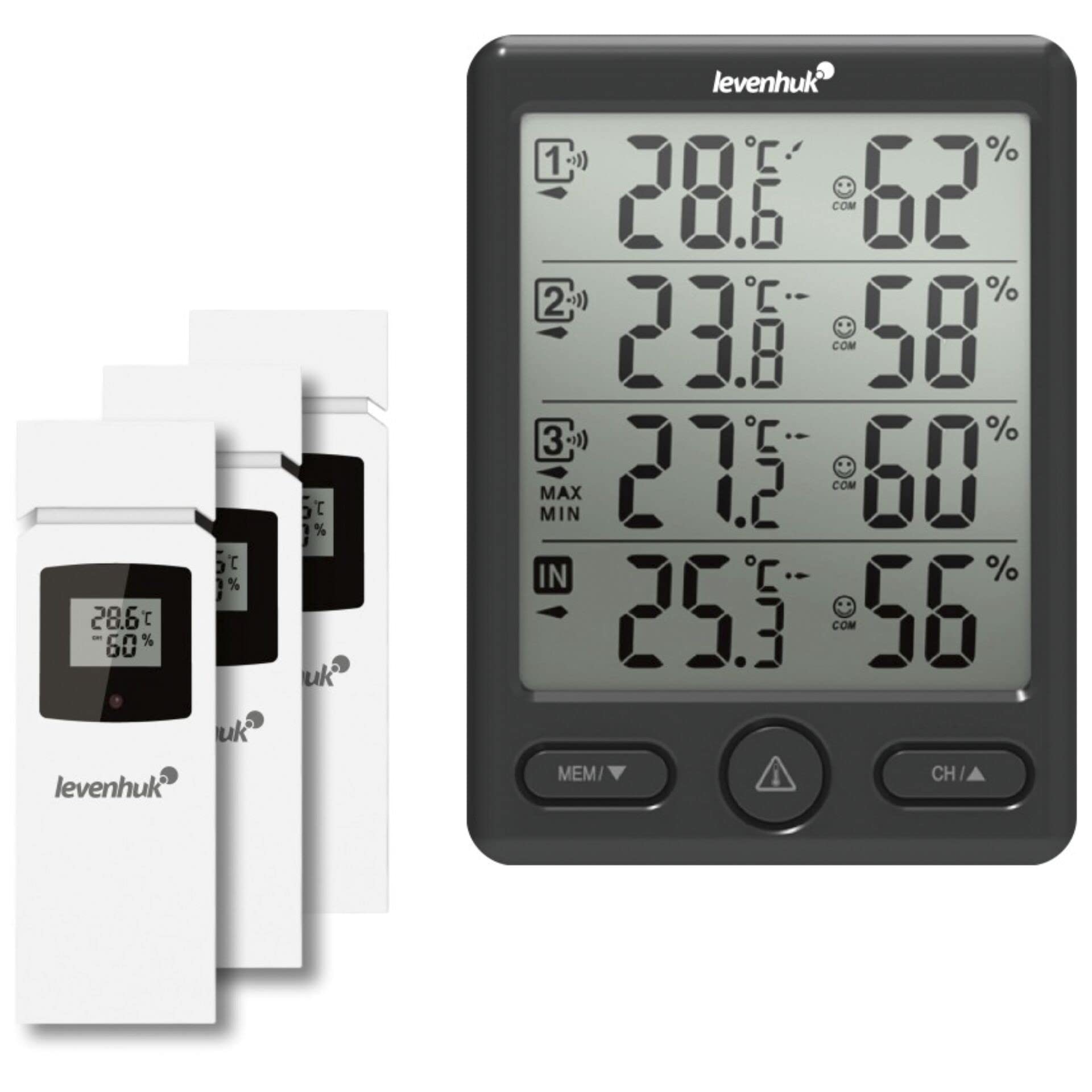 Levenhuk Wezzer PLUS LP20 Wireless Digital Weather Station with 3 Remote Sensors, Thermometer and Hygrometer Functions