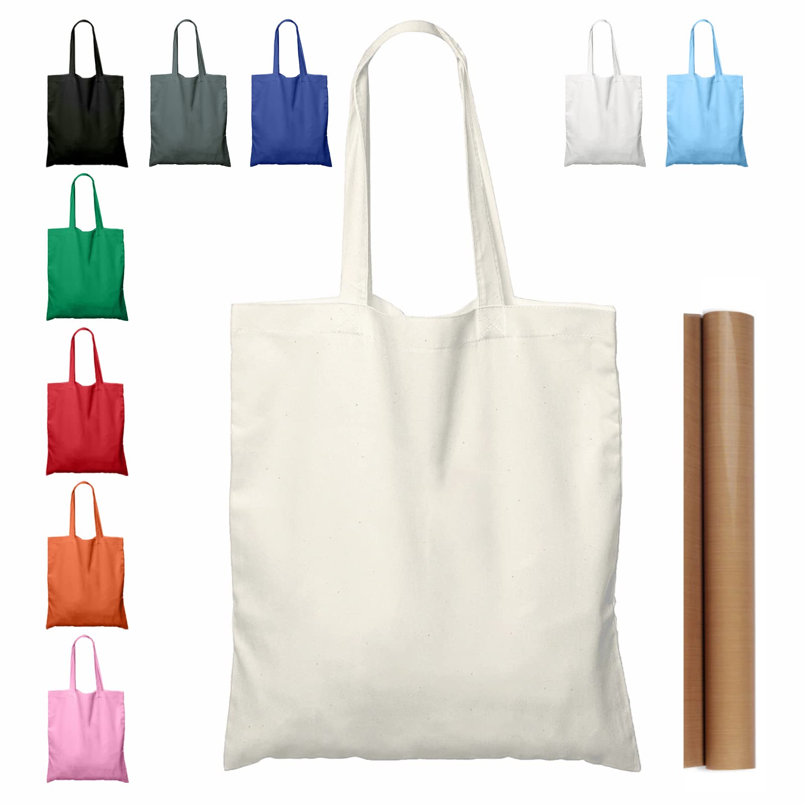 Photo 1 of NPBAG 2 | 5 | 15 | 25 | 50 Pack 15'' X 16'' Natural Cotton Tote Bags, Lightweight Blank Bulk Cloth bags with 1pc of PTFE Teflon Sheet (2-Pack)