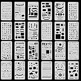 Bullet Journal Stencils Plastic Planner Stencils Journal/Notebook/Diary/Scrapbook DIY Drawing Template 4x7 Inch, 24 Pieces