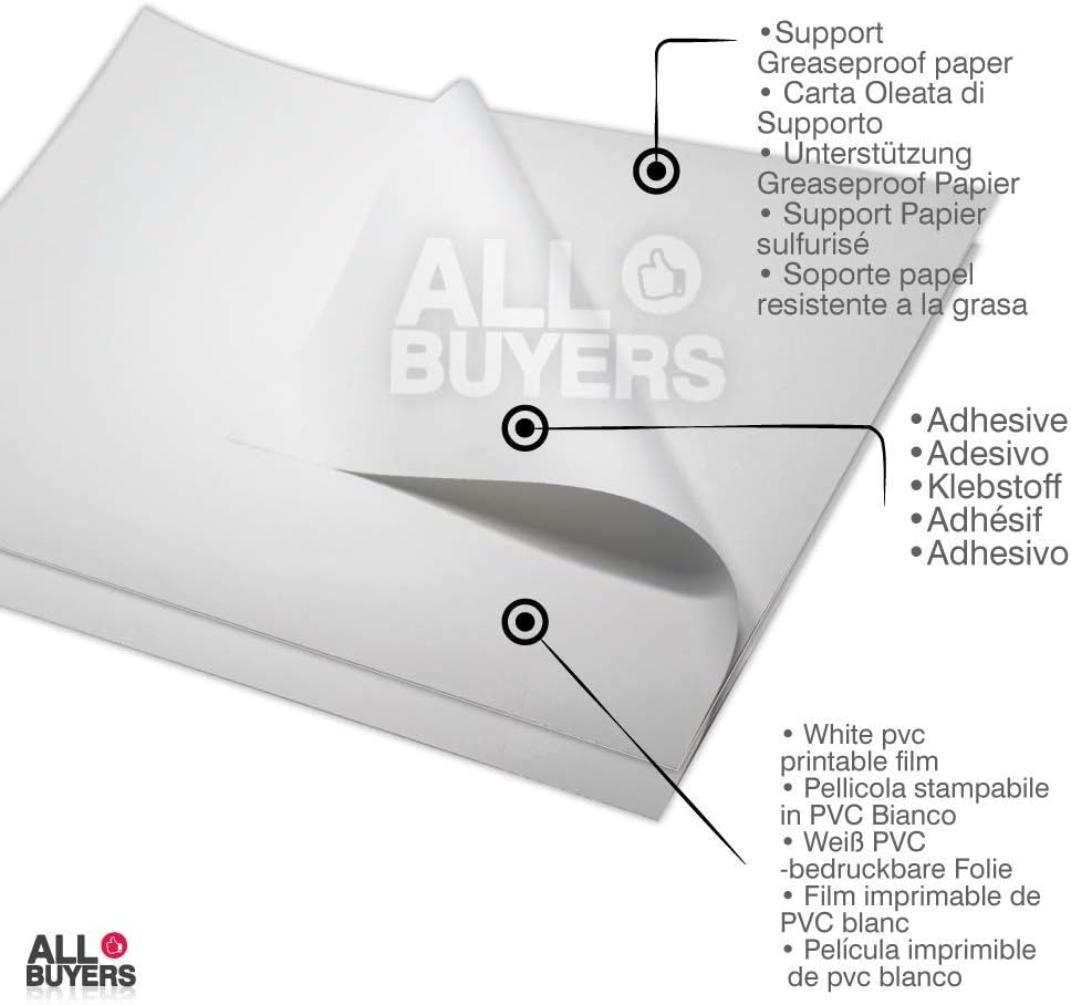 5 A3 2aintimo Carta Adesiva Bianca Pvc Lucida In Vinile Per Stampanti Laser Fogli Adesivi Impermeabile Adesivi Casa E Cucina Aaaid Org