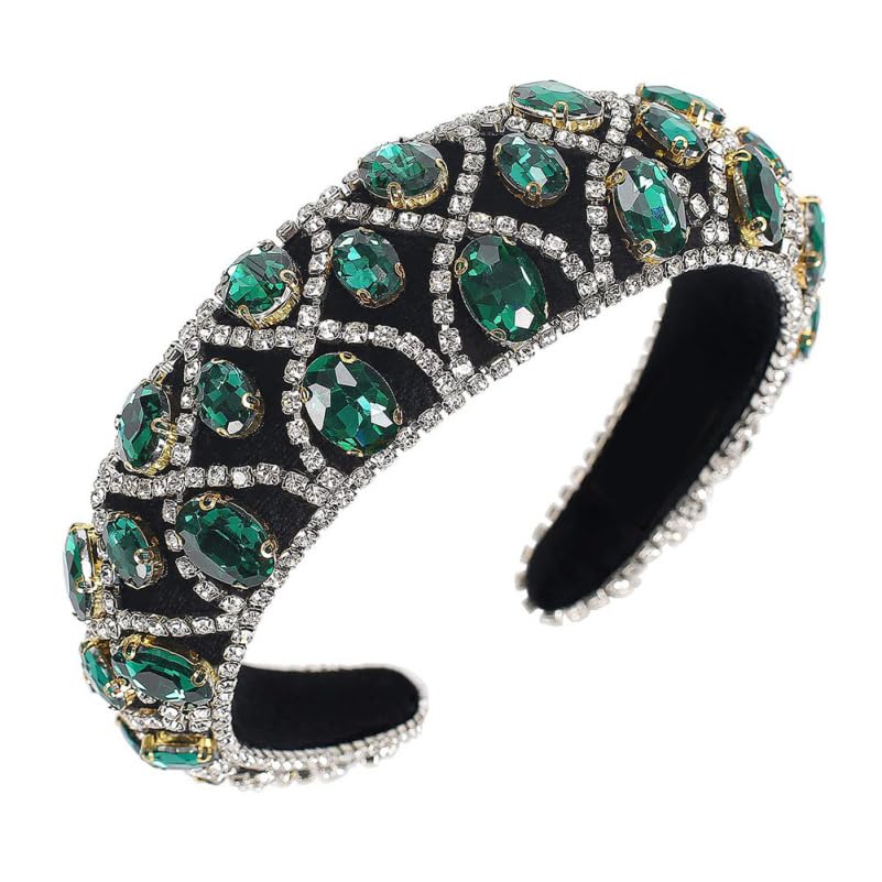 FRCOLOR Rhinestone Headband for Women Baroque Design Fleece Hairband Wide Hoop Elegant Hair Accessory for Parties and Daily Wear Comfortable Lightweight Hairband