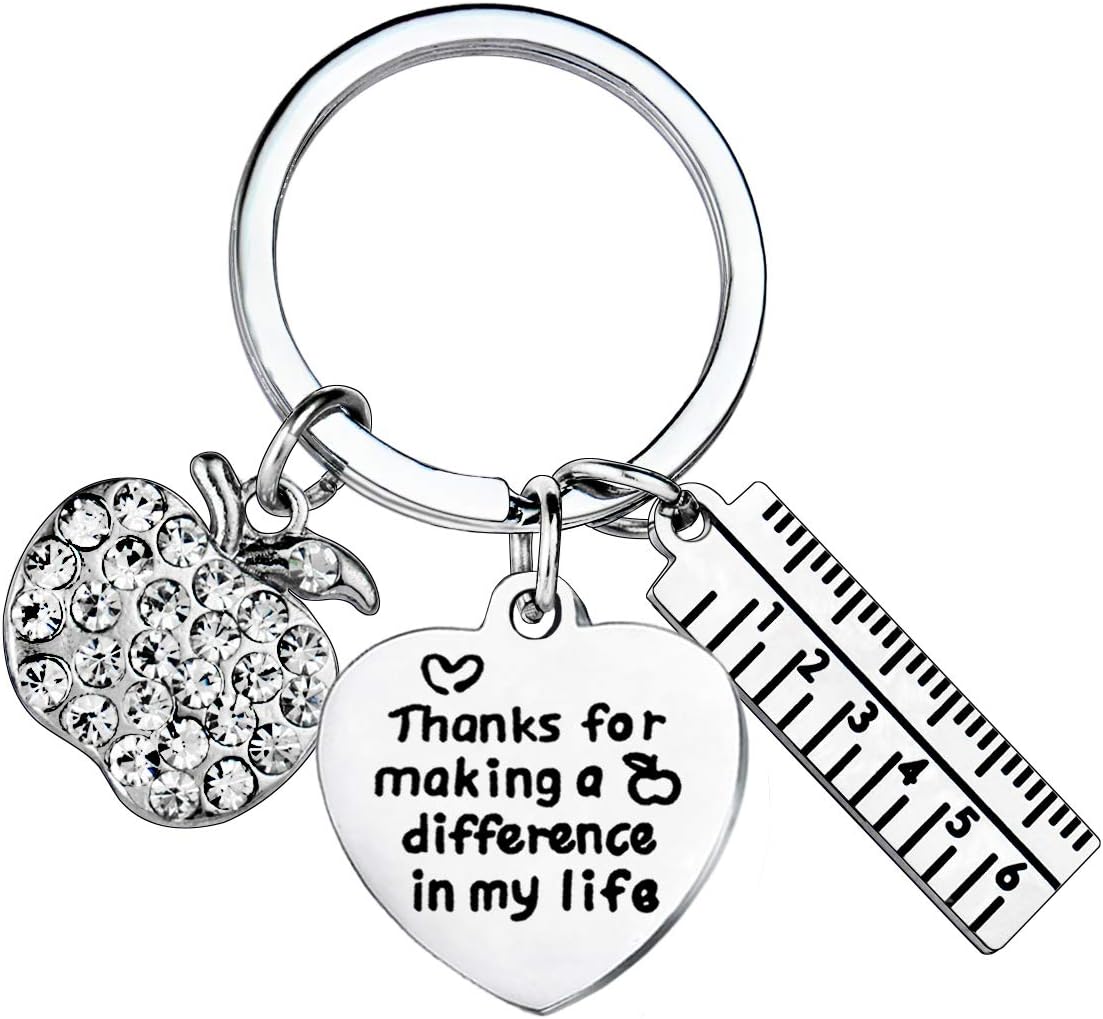 MADHAHEFU Teacher Gifts Teachers Keychain Jewellery Thank You Gifts for Women Men from Graduates Students (Heart-Thank You for Making)
