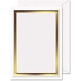 Printable Gold Foil Border Embossed Premier Invitations - Set of 28 5 by 7 Inch Invitations on 65 # Cover Stock, Includes Envelopes, Compatible on Laser and Inkjet Printers