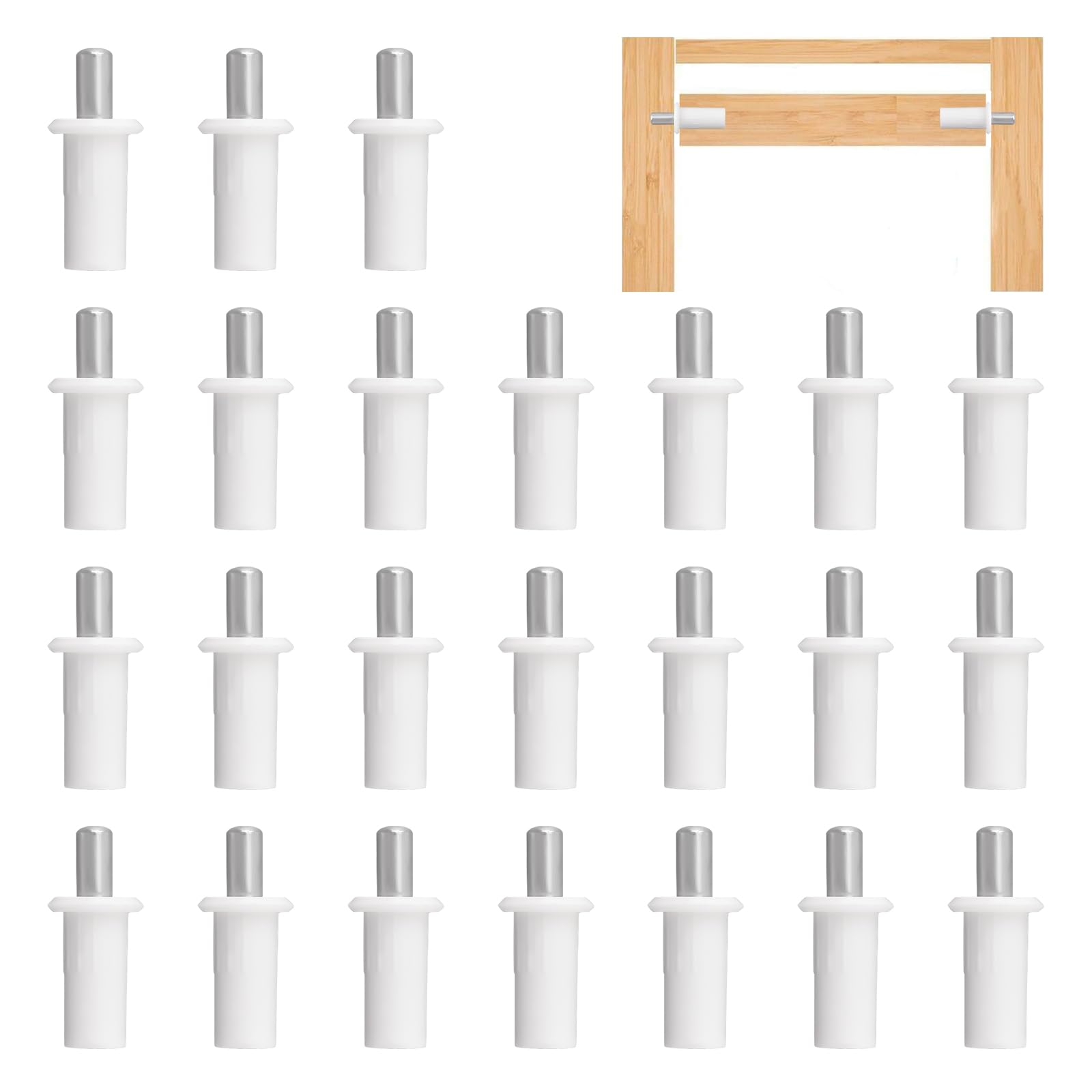 UFURMATE Spring Loaded Repair Pins, 24Pcs Plastic Blinds Repair Pins Cabinet Door Repair Metal Pins Damper Replacement Repair Pins Cabinet Furniture Shelf Pins Support, Dia 6.8mm (White)