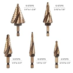 KENDO Two Spiral Flute Cobalt Step Drill Bits with