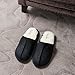KushyShoo Mens Slippers, Scuff Fluff House Shoes, Slip-On Indoor Outdoor Slipper, Black, Size 9.5-10.5