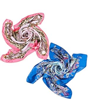 2 PCS Women's Large Satin Square Silk Feeling Hair Scarf 35 x 35 inches