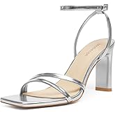 Modatope Womens Sandals Square Open Toe Chunky High Heels Strappy Ankle Strap Sandals Comfort Dress Party Shoes