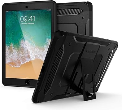 Amazon Spigen Ipad 第6世代 第5世代 ケース カバー 耐衝撃 ガラスフィルム 米軍mil スタンド 全面保護 衝撃吸収 アイパッド9 7 18 17 シュピゲン タフ アーマー テック 053cs ブラック Spigen タブレットケース 通販