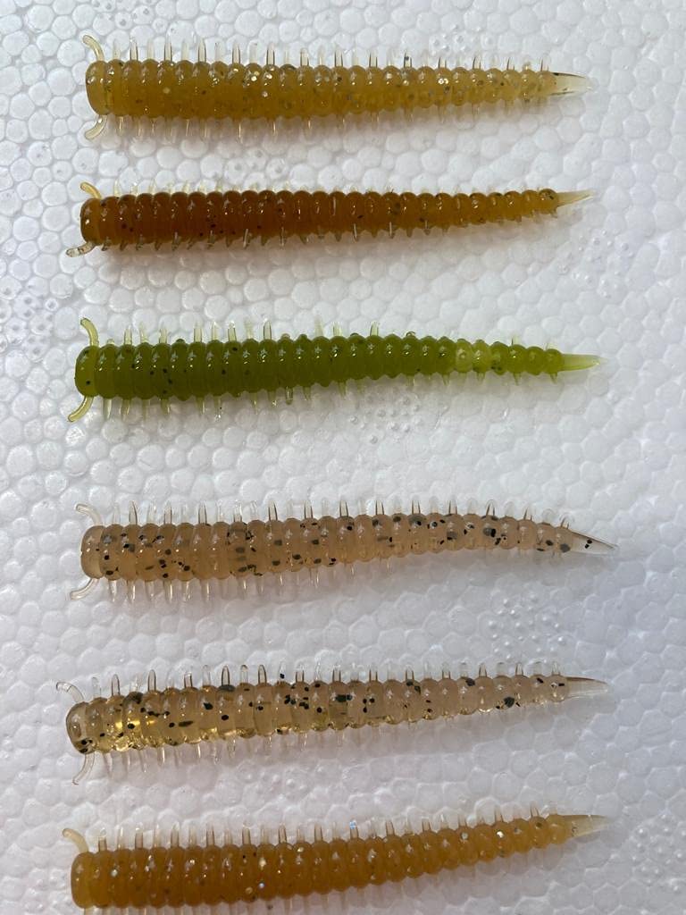 Searigs 2" Bass Fishing Worms, Soft Plastic Drop Shot Baits, Scent Infused Ragworm Fishing Lures x24