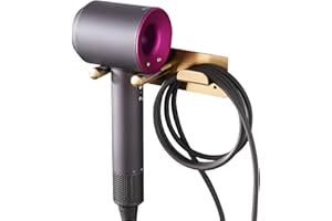 BANJEKT Hair Dryer Holder, Self Adhesive Blow Dryer Holder, Stainless Steel Hair Dryer Stand, Hair Dryer Holder Wall Mounted Compatible with Dyson Blow Dryer Gold