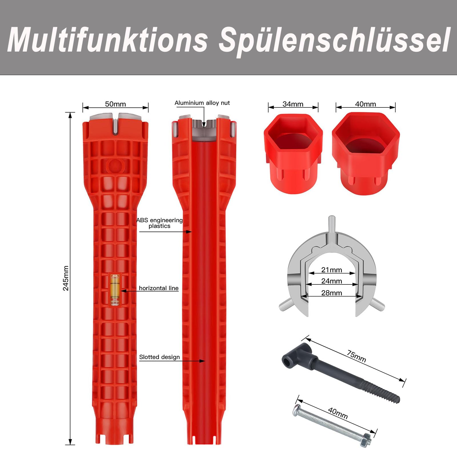 Armaturenschlüssel, Wasserhahn Montagewerkzeug, Spülbeckenschlüssel Für Wasserhahn, Wasserhahn Schlüssel, Klempner Werkzeug Für Toilettenschüssel Waschbecken Bad Sanitär Werkzeug Standhahnschlüssel 4