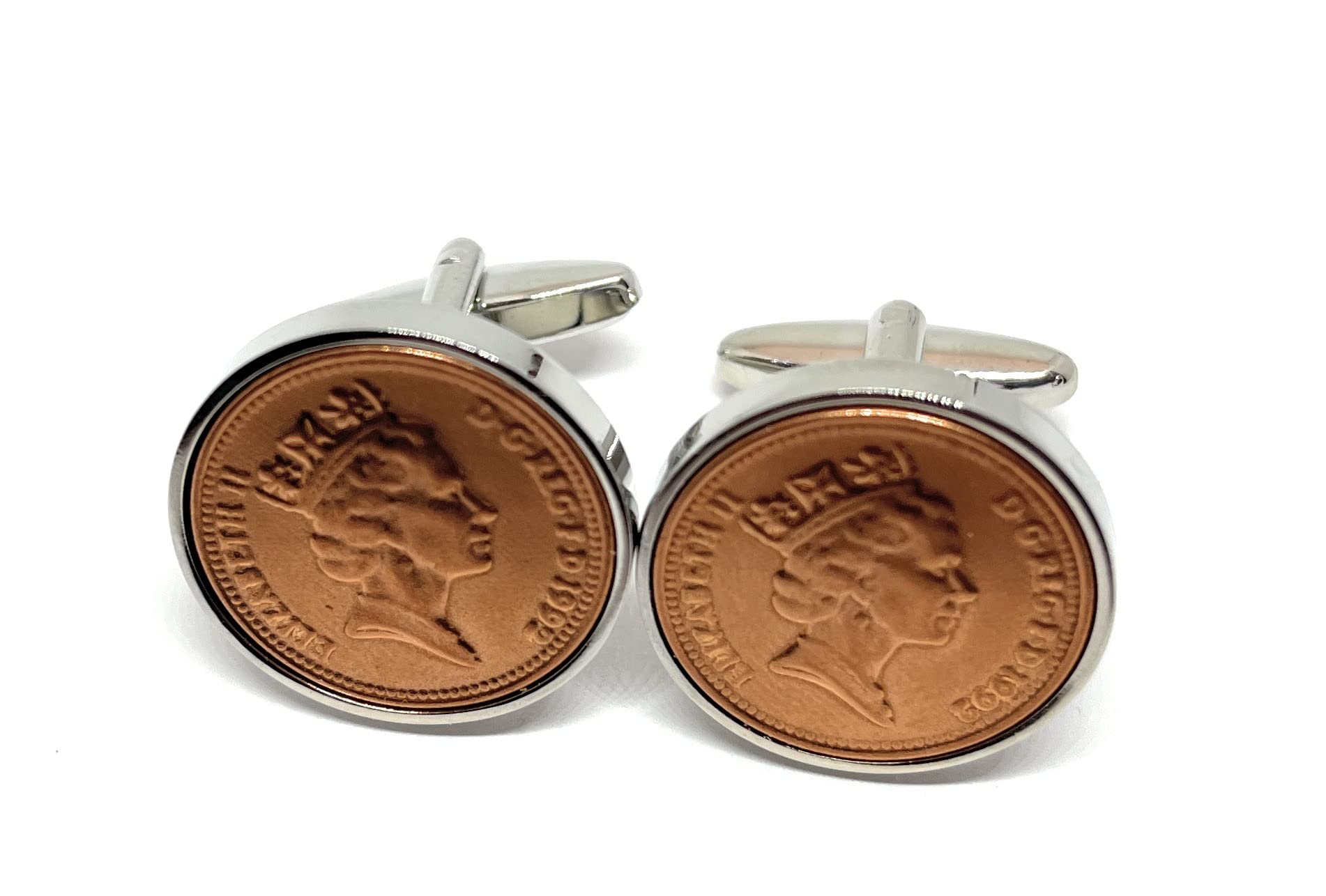 1992 34th Birthday/Anniversary one pence coin cufflinks - One pence cufflinks from 1982 for a 44th Birthday