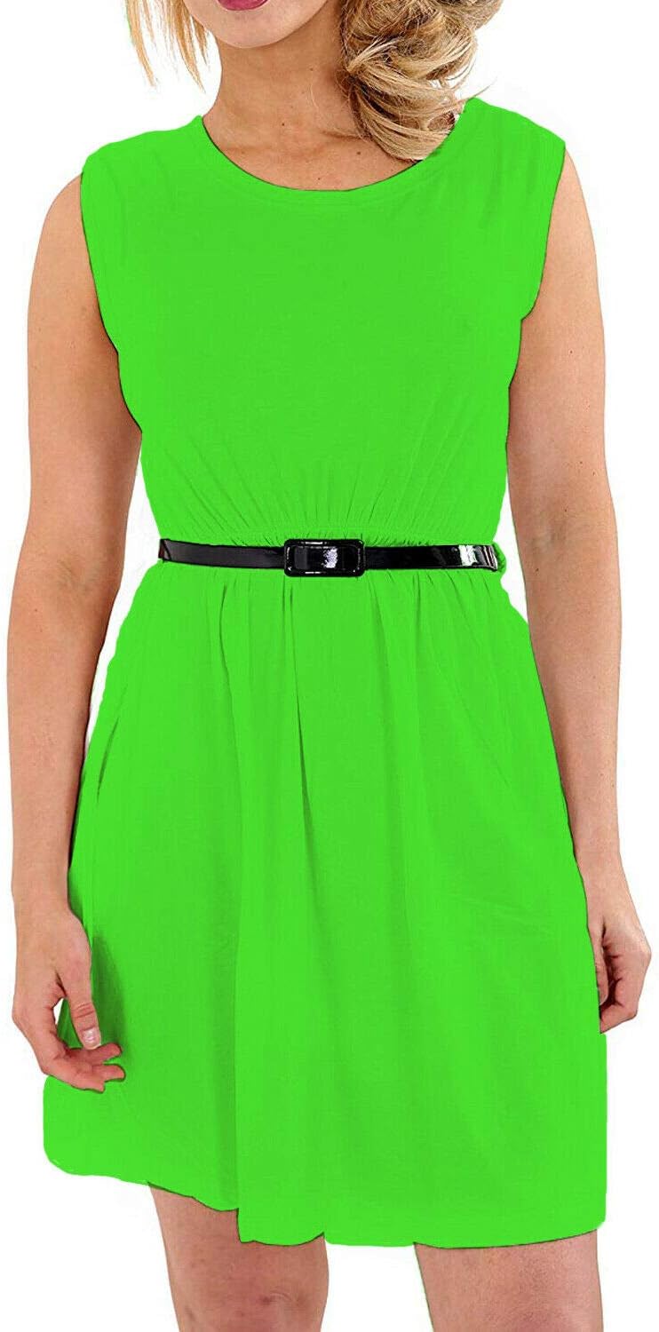 Papaval Girls Skater Kids Sleeveless Party Fit Flare Belted Summer Dress Ages 3-14 Years