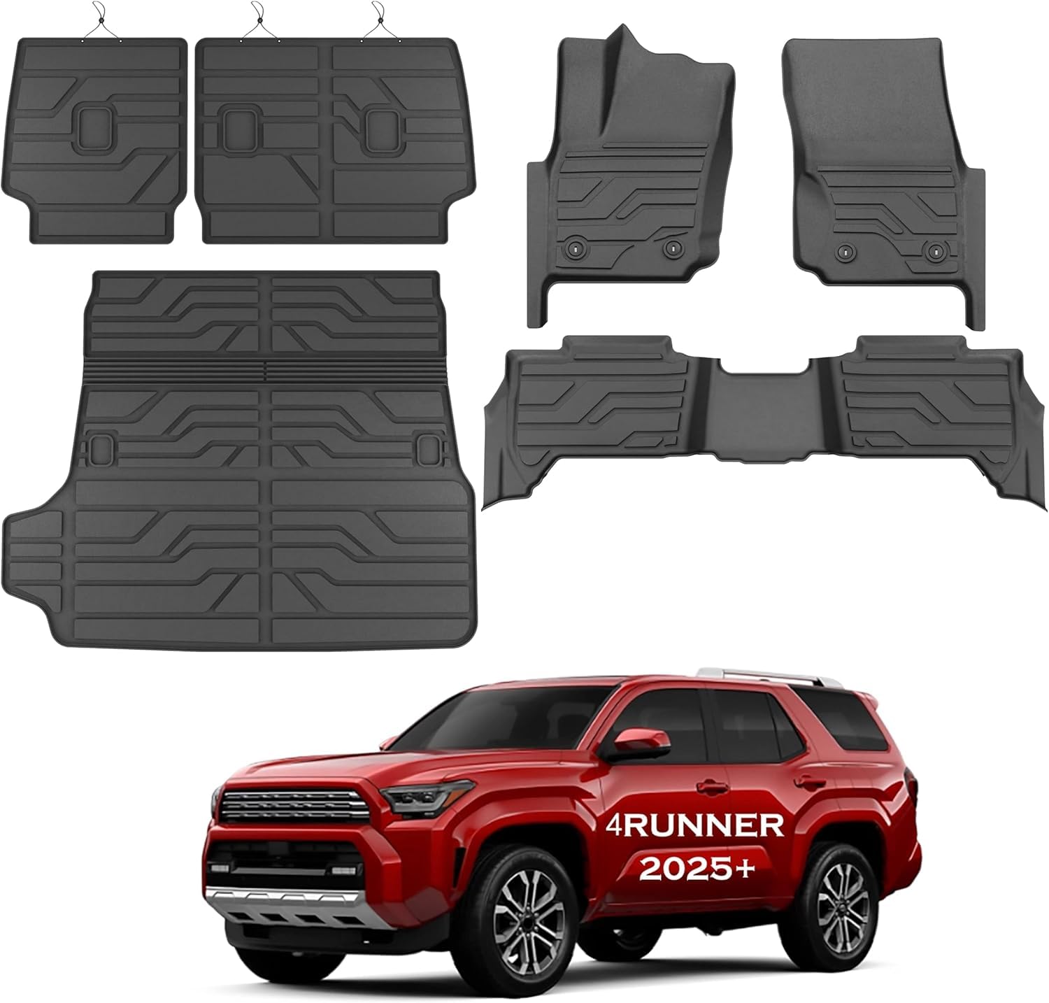 KARPAL Floor Mats Fit for Toyota 4Runner 2025 2026 5-Seat (NOT fit Hybrid), Custom Fit All Weather TPE Floor Liners, 1st & 2nd Row & Cargo Liner & Backseat Mat, 4 Runner TRD/SR5/Limited Accessories Image