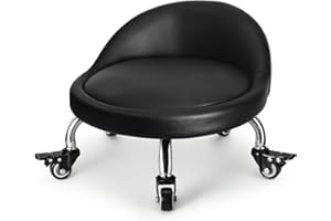 FLOLXNB Low Height Rolling Stool,Low Stool Chair with Back,Low Roller Seat Stool Chair,Rolling Stool for Home Office Garage Shop,M