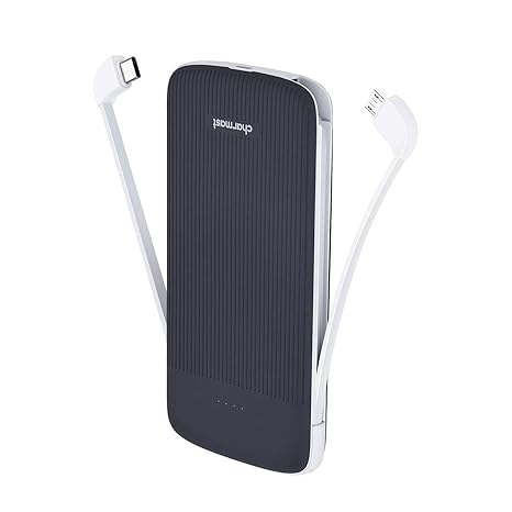 Charmast Powerbank 10000mAh Externer Akku Ladegerät mit Integriertem USB Typ C Micro USB Portable Handy Ladegerät für iPhone 