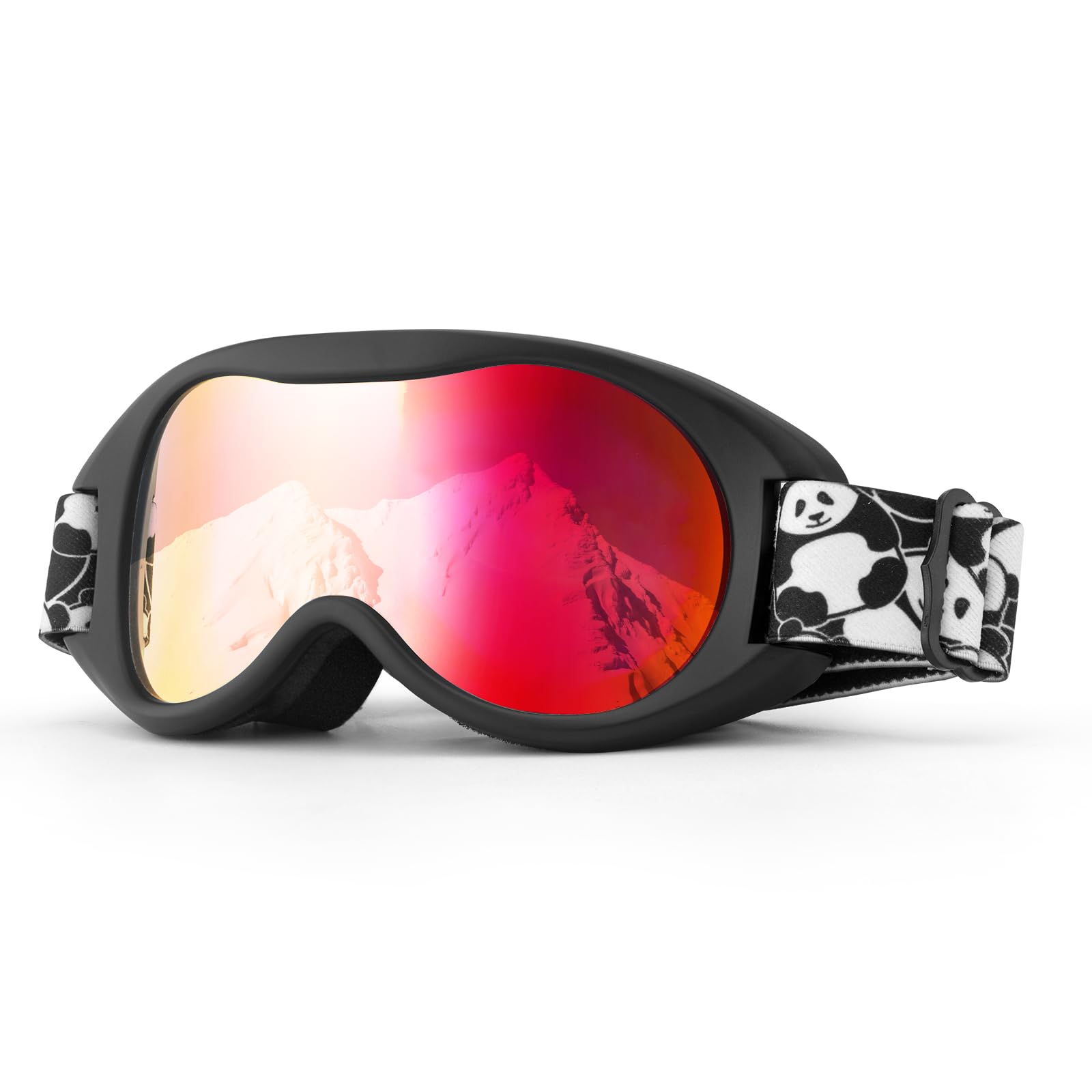 Qunature Kids Ski Goggles OTG Snow Goggles with Spherical Dual Lens UV400 Panda Design Ski Glasses Anti-Fog Children Snowboard Goggles Skiing Skating Snowmobiles