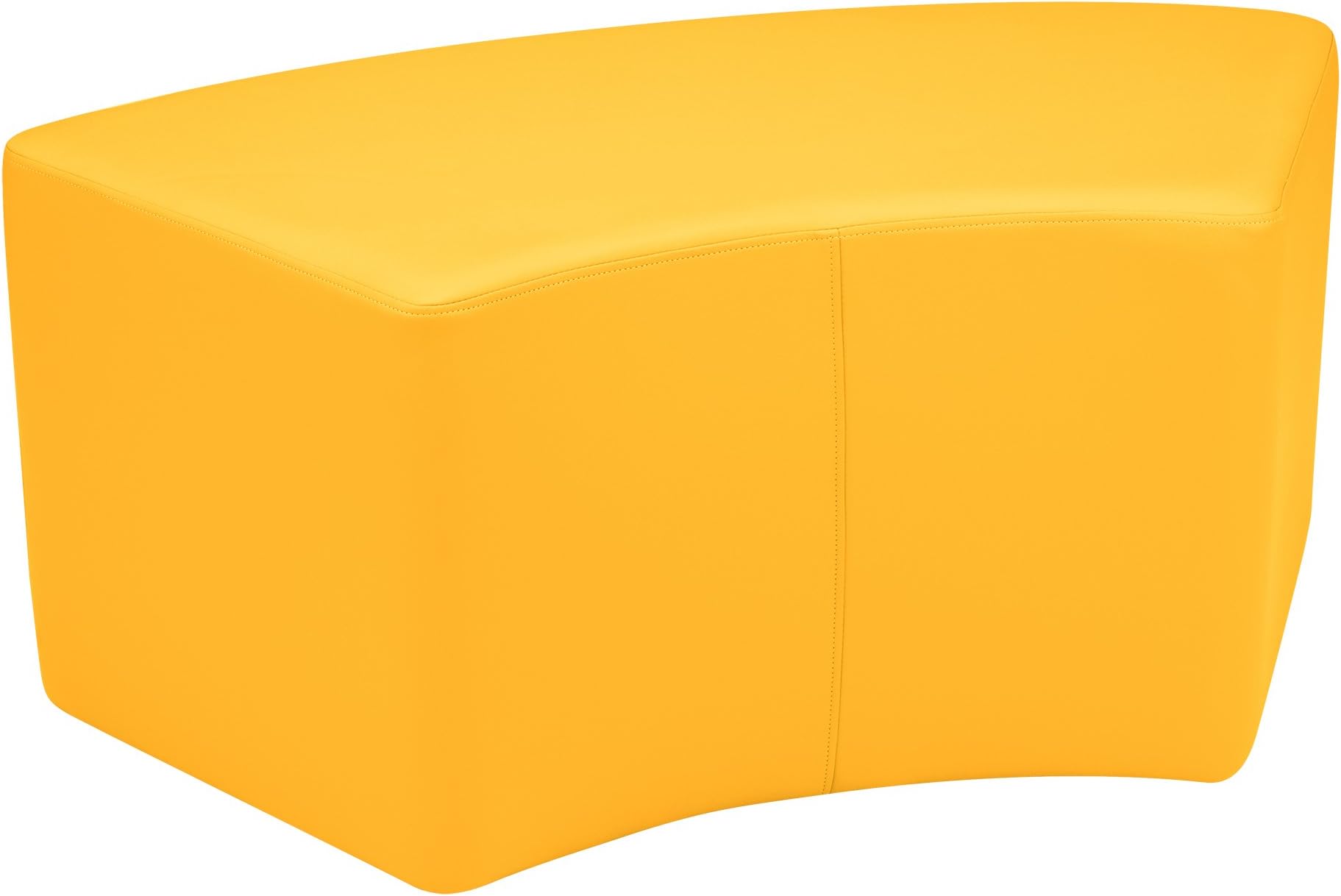 Shapes Structured Vinyl Soft Seating with Durable Frame - S Curved Bench/Stool 18"H- Yellow