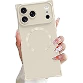 OOK Magnetic Case for iPhone 17 Pro Max 6.9 Inch [Wireless Charging Compatible] Soft TPU Solid Phone Cover Anti-Scratch Shockproof Protection Slim Case for Women Men - Beige