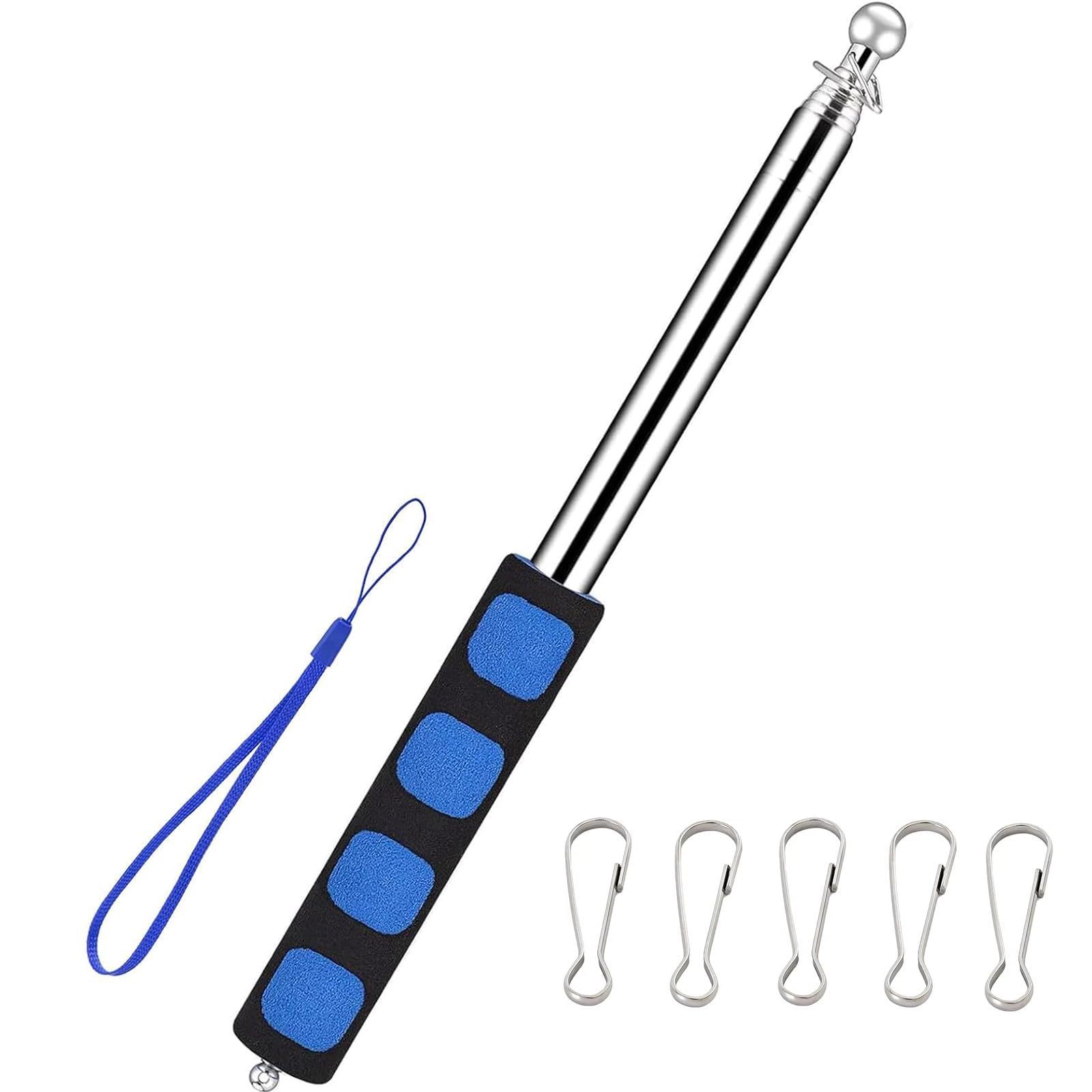 NIhtian Telescopic Flag Pole, Handheld Telescopic Pole, Extendable Flag Pole Telescopic Flag Pole Festival, Portable Flag Pole for Tour Guide Teaching (blue)