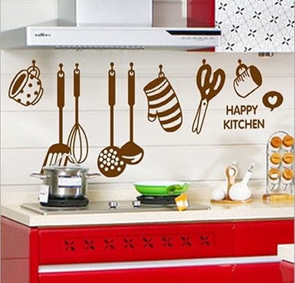 Decals Design Stylish Kitchen Wall Sticker (PVC Vinyl, 60 cm x 45 cm, Brown)