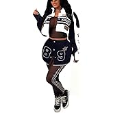 Women Varsity Jacket Detachable Skirt Set 2 Piece Motorcycle Biker Race Car Driver Costume Cropped Bomber Streetwear