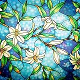 Coavas Window Privacy Film 118 x 17.7 Inches Decorative Non-Adhesive Stained Glass Window Covering Clings Privacy for Home Bathroom Kitchen Office