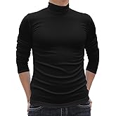 Turtleneck Men Casual Long Sleeve Turtle Neck Tops Men's Slim Fit Basic T-Shirt