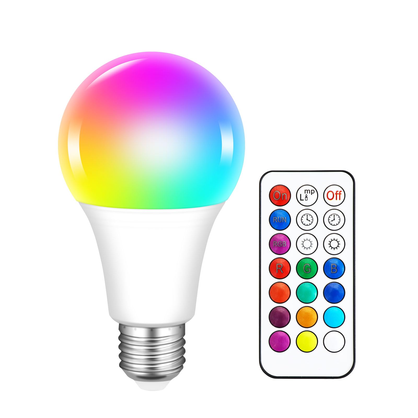 SCNNC LED A70 RGB E27 Colour Changing Light Bulbs with Remote Control 10W, Cool White Dimmable Coloured Bulb 12 Color Choices, E27 Screw LED Colour Bulb for Party Bar Stage Home Night Light