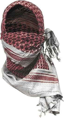 M MCGUIRE GEAR Shemagh Tactical Scarf, Middle Eastern Desert Hood, Bandana,  Keffiyeh, Military Style, 100% Cotton, 42