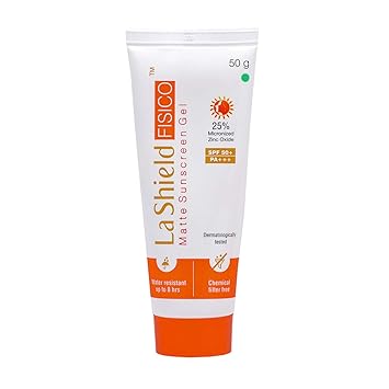 La Shield Fisico Matte Sunscreen Gel - SPF 50 | 8 Hour Water- Resistant Formula | Fragrance & Preservative- Free | Hypoallergenic 50 gm