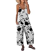 STOLKISS Women Casual Jumpsuits Summer Sleeveless Loose Jumpsuit Shoulder Strap Adjustable Long Pants Rompers with Pockets