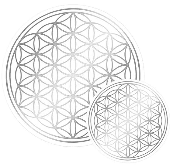atalantes spirit Blume des Lebens Aufkleber Set S - Farbe Silber, 3x3, 2x5cm, Folie durchsichtig Sticker Lebensblume