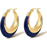 TaYolnFaSo Chunky Enamel Hoop Earrings for Women 18K Gold Plated Colorful Huggie Earrings Enamel Jewelry Valentine's Day Gift for Girlfriend Wife