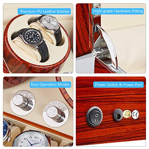 JQUEEN Automatic Wood Watch Winder Display Box 4+9 Storages (Ebony(WJW)) - Thumbnail 2