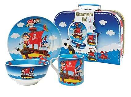 Set de Vajilla Infantil Decorativa de Porcelana" Piratas". Vajillas y Cuberterías. Regalos