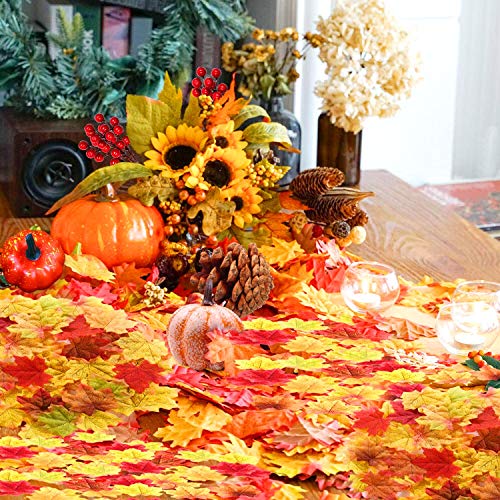 HiGift Artificial Autumn Gourds, 10 Mini Pumpkins, 5 Berries, 50 Leaves, 30 Acorns and 5 Pine Cones Fall Decorating Kit Thanksgiving Halloween Party Decor Wedding Fall Centerpieces DIY Craft Wreath - Thumbnail 4