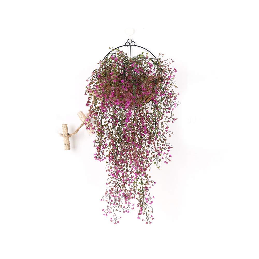 Shiwaki 2Pcs Imitation Admiralty Willow Wall Hanging Rattan Flower Vine Wall Home Garden Wedding Decor Vine (Fuchsia)